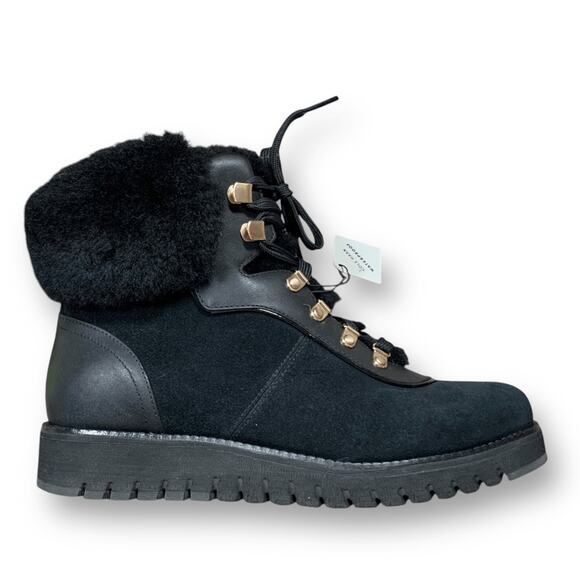 Cole Haan Zerogrand Explore Upstate Hiker Boots Black Suede Shearling Size 7.5 - Picture 3 of 14